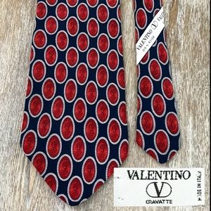 Valentino Cravatte Silk Red Blue Luxury NeckTie